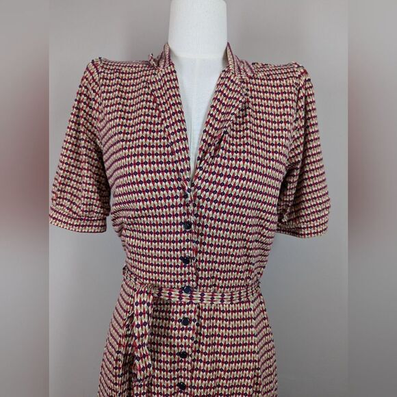 King Louie Lola Callaloo Dress Red M Retro Mod Stretchy - Picture 6 of 11